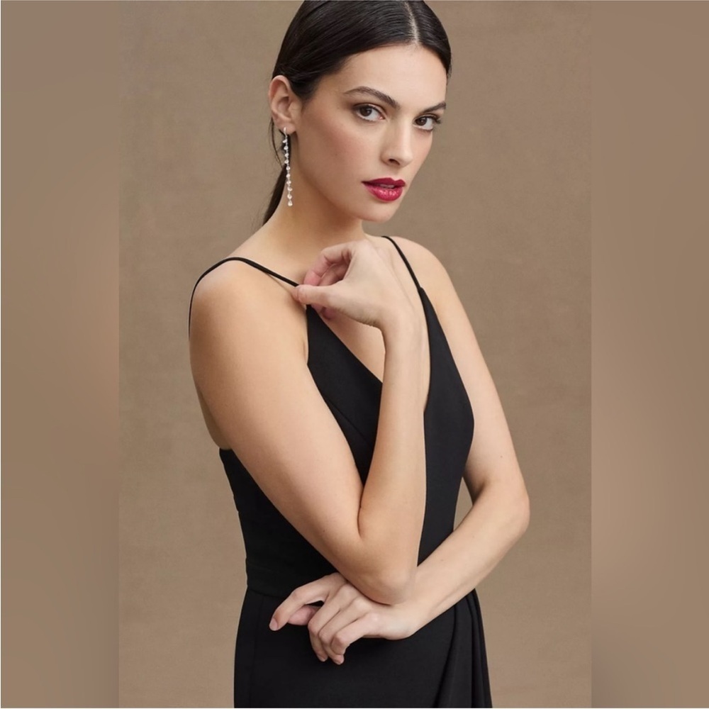 BHLDN Lyra V-Neck Faux-Wrap Stretch Crepe Midi Dress - Picture 2 of 15